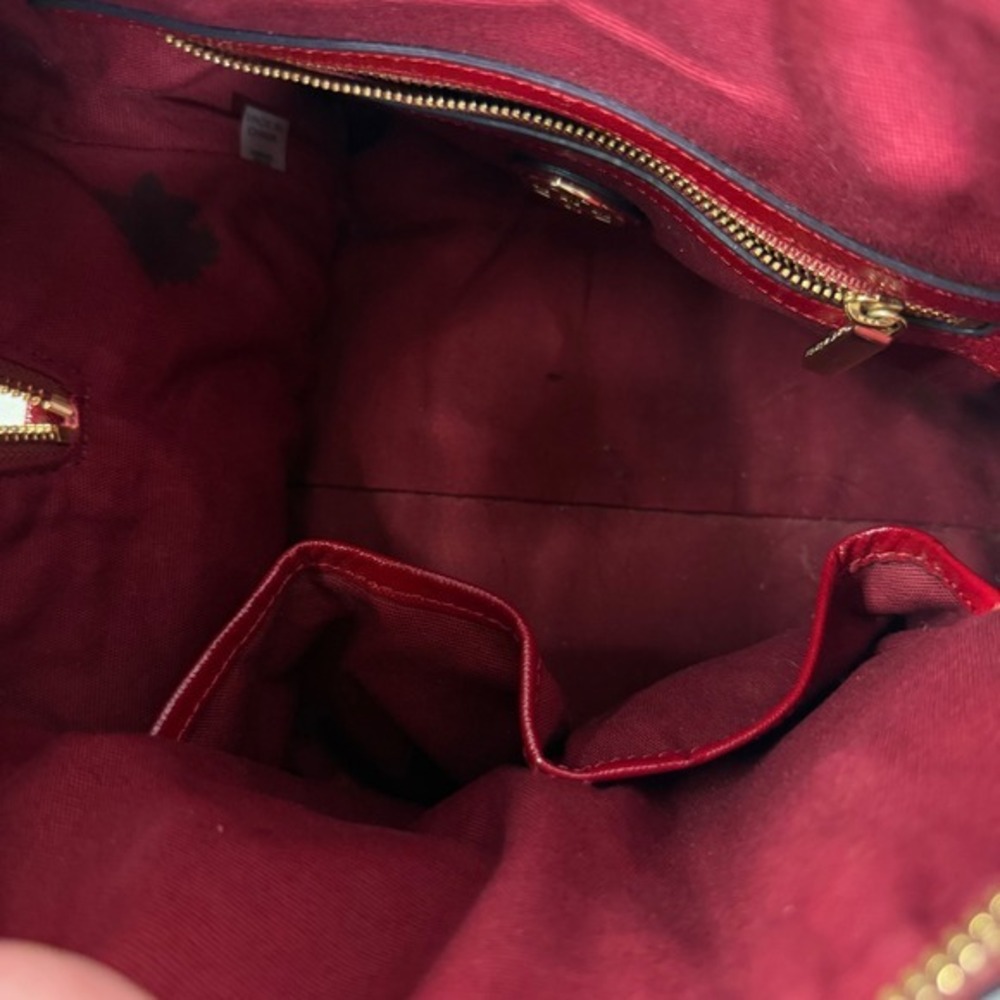 Tory Burch Satchel Medium Red Patent Leather Buckle Handbag Designer Luxury Bag - Picture 7 of 15